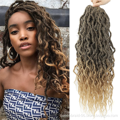 Gypsy Goddess Faux locs Crochet Hair 16''24Inch Ombre Curly Wavy Braiding Hair Extensions For Black Women Synthetic Braids